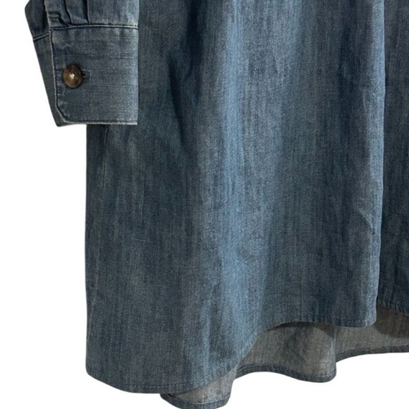 Ann Taylor LOFT Women's M Blue Denim Long Sleeve Tunic Dress Short Side Pockets - Picture 11 of 16